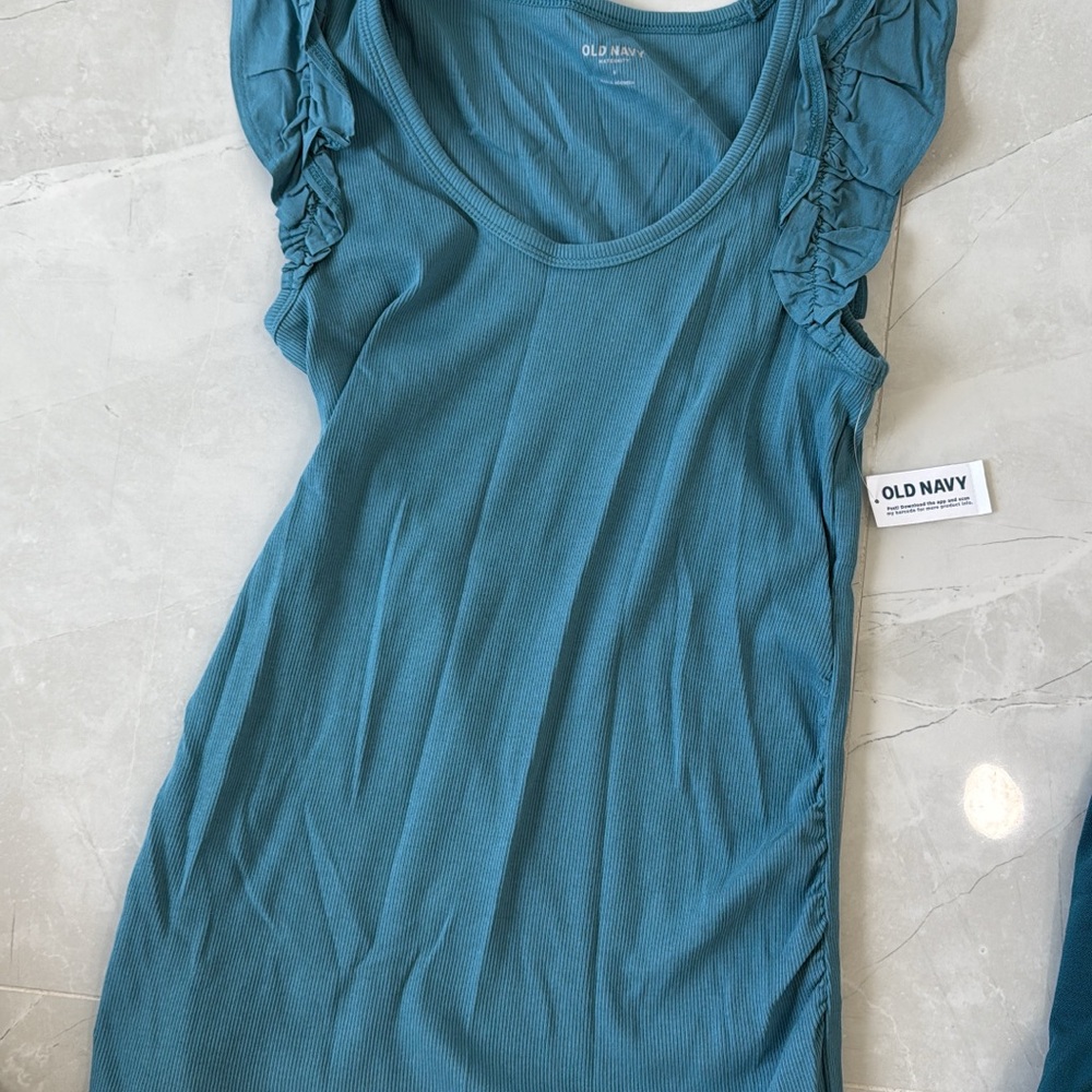 Maternity Old Navy Women's Teal Ruched Sleeve Blouse